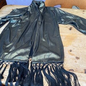 Elegant Black Fringe gold metallic Women's Jacket